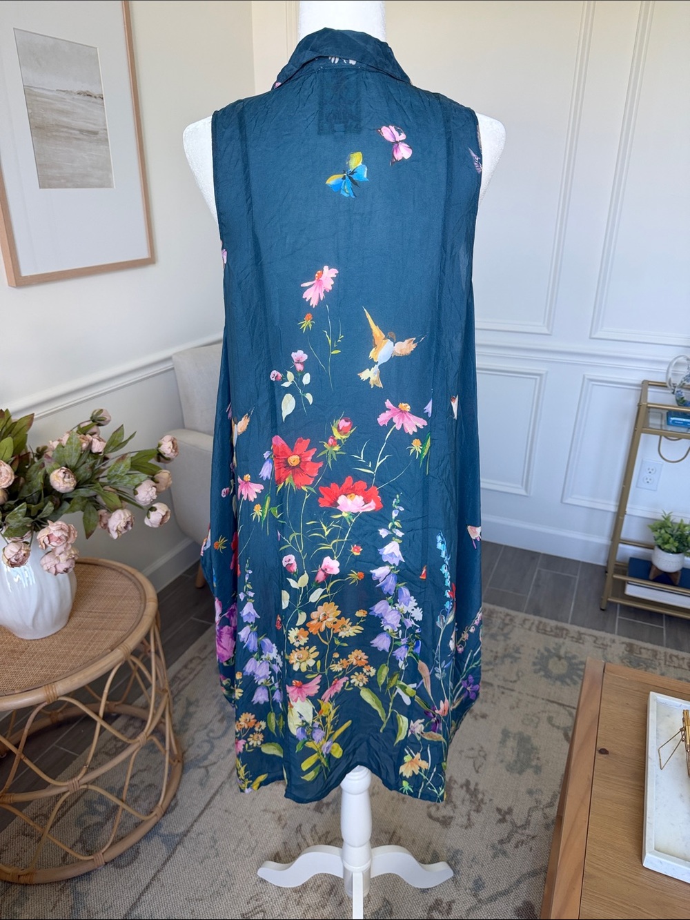 Johnny Was Summy Long Tunic Dress Dark Floral Boho Small - Picture 7 of 14